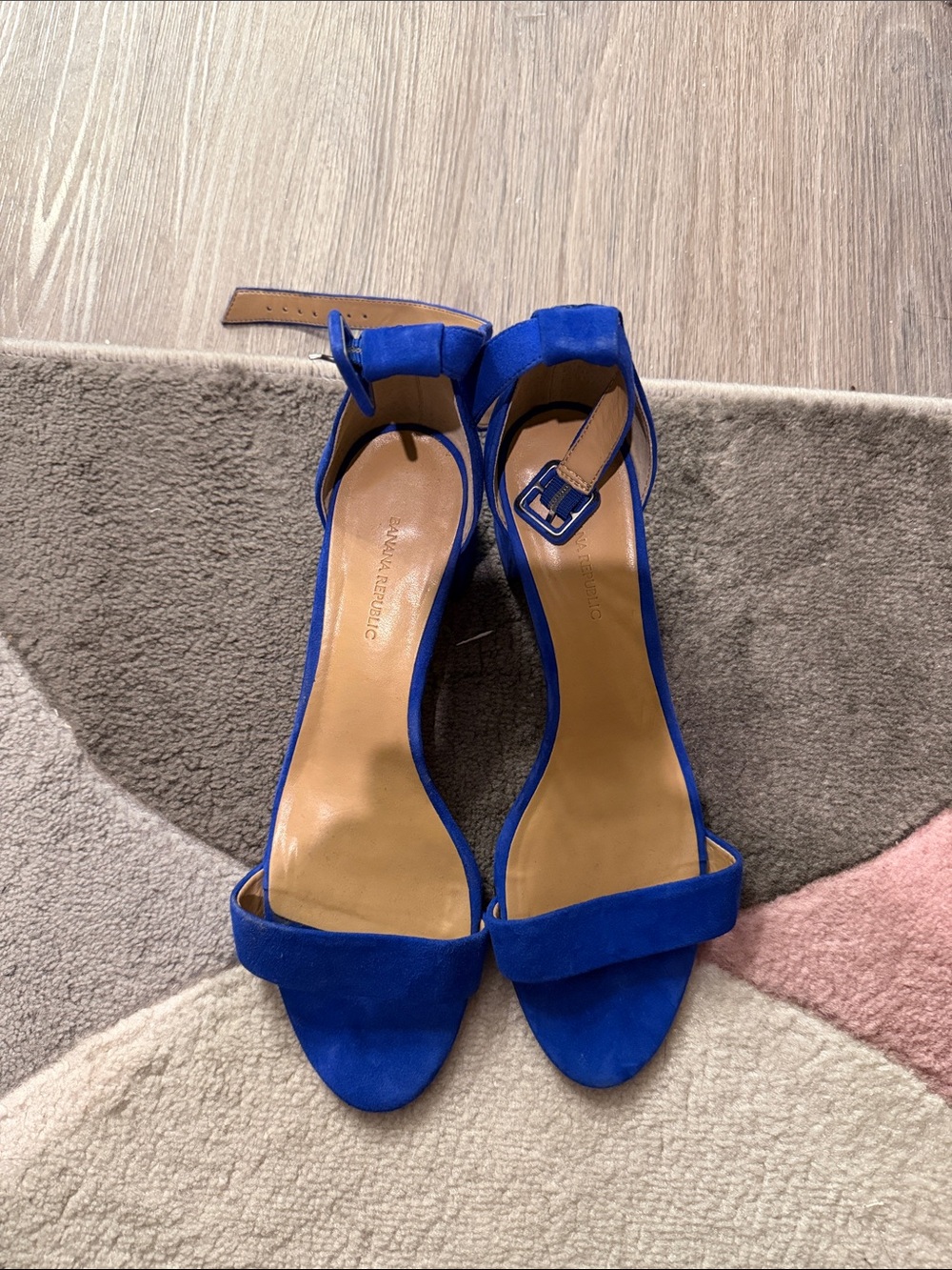 Banana Republic Cobalt Blue Suede Open-Toe Ankle Strap Heels